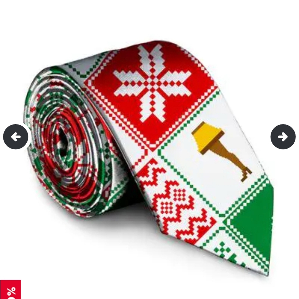 NWT Touch Me Twice Patchwork Ugly Christmas Sweater Tie